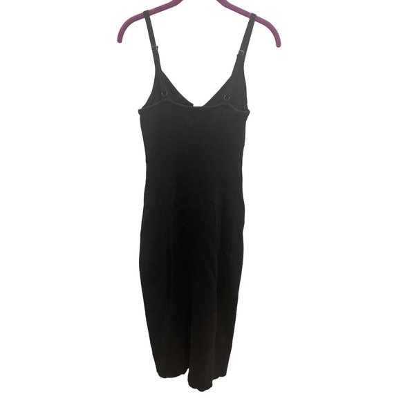 EE:SOME Sleeveless Button Front Ribbed Knit Midi Tank Bodycon Dress Black Sz M - Picture 2 of 5